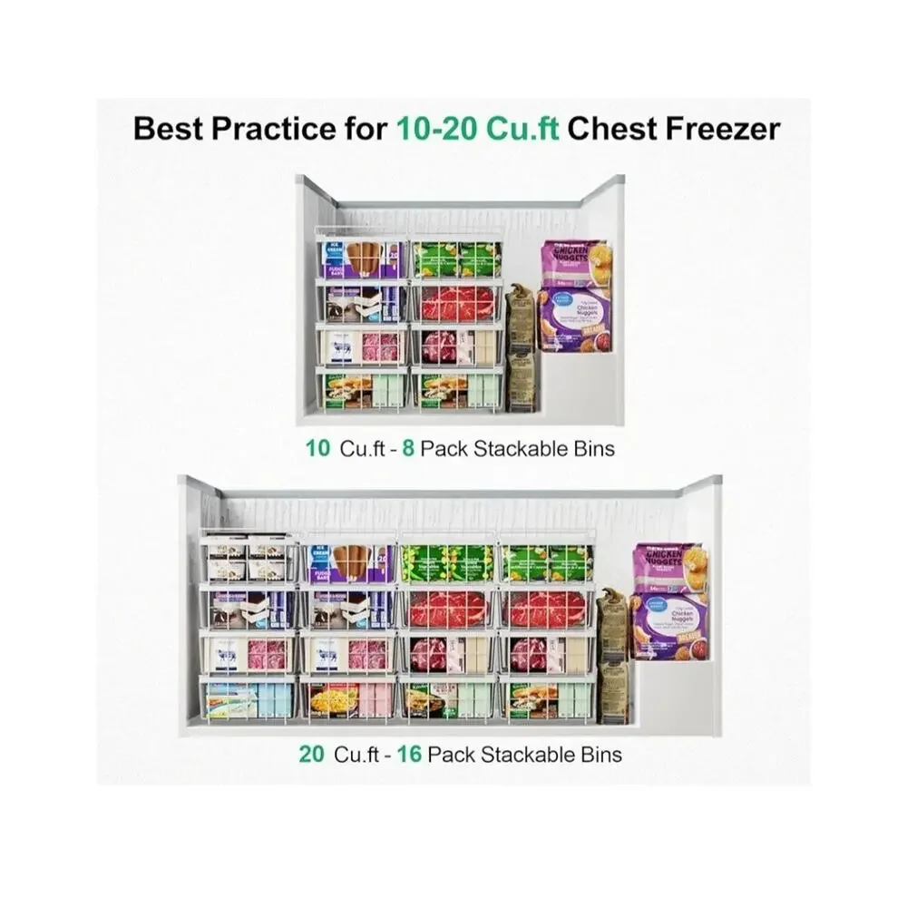 9715  Freezer Organizer Bins -Fit 10 to 20 Cu.FT Deep Freezer, 8 Pack Expandable